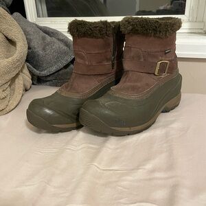 The North Face Brown and Green Winter Boots